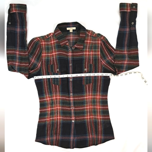 BURBERRY BRIT Tartan Plaid Long Sleeve Button Down Blouse - Picture 7 of 16